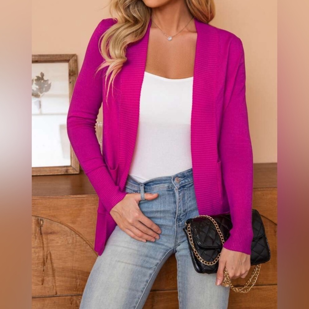 AAmilife  - NEW - Open Front Patch Pocket Cardigan. Small.